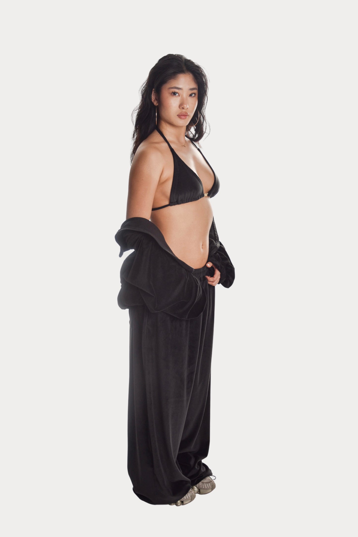 BUNDLE: Velour Set + Velour Top in Ink Black