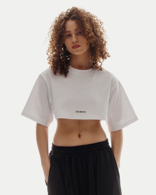 UNIT CROP TOP in Cloud White