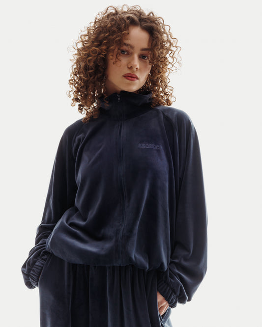 VELOUR ZIPPER in Deep Blue