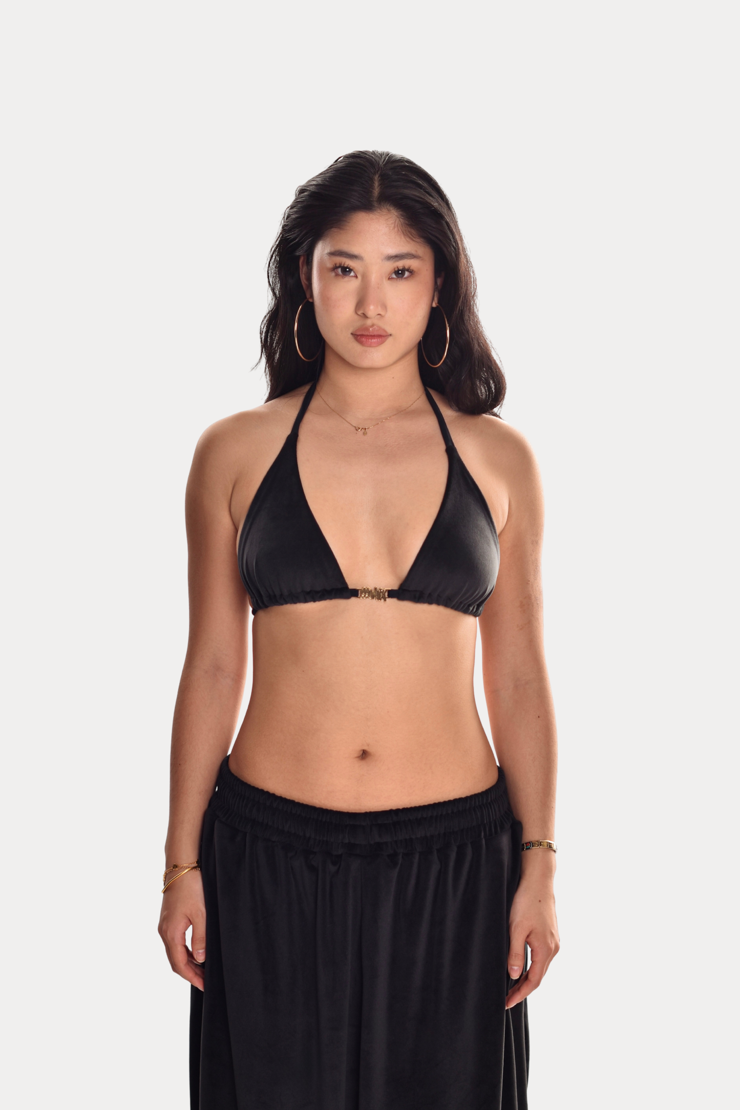 VELOUR TOP in Ink Black