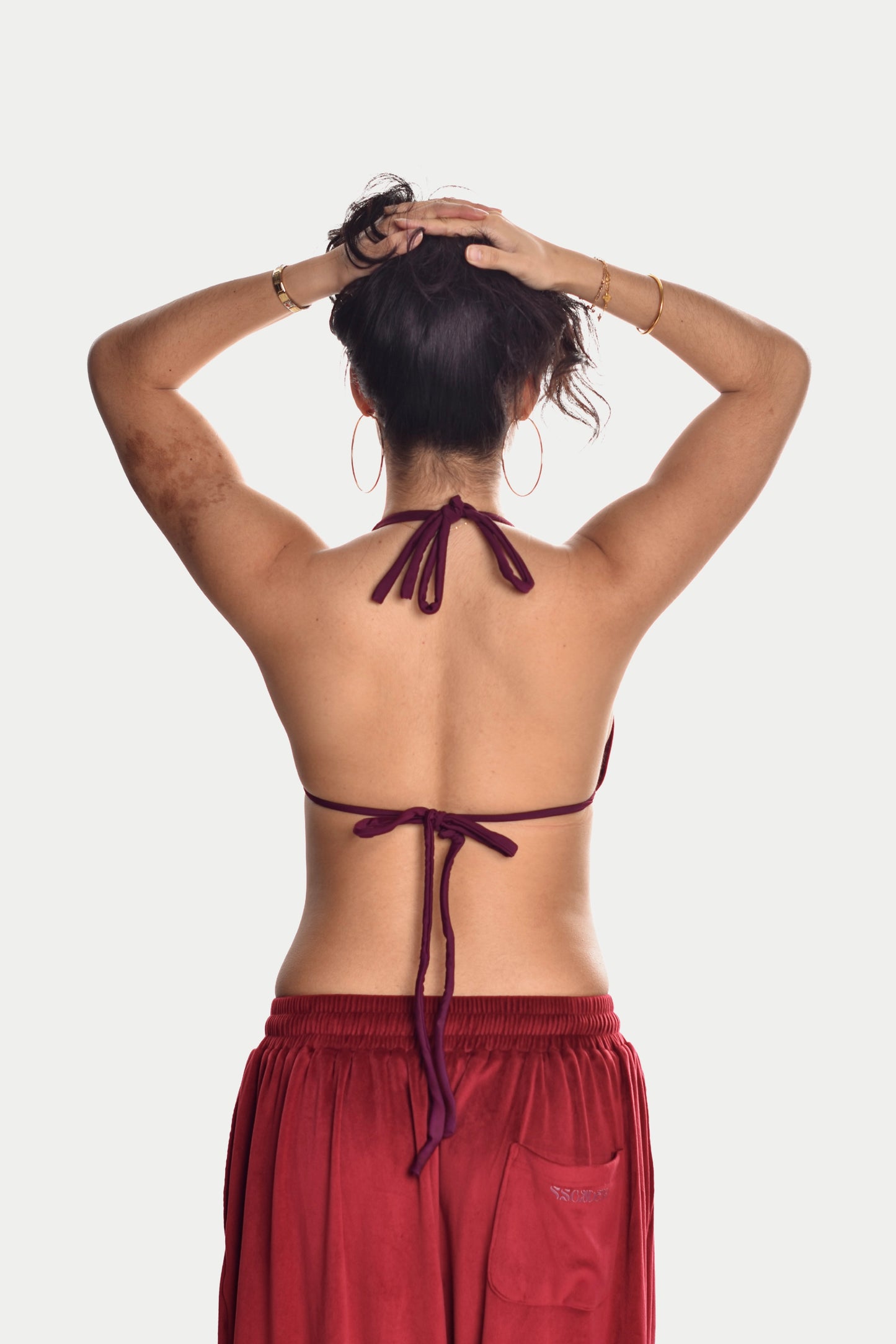VELOUR TOP in Cherry Red