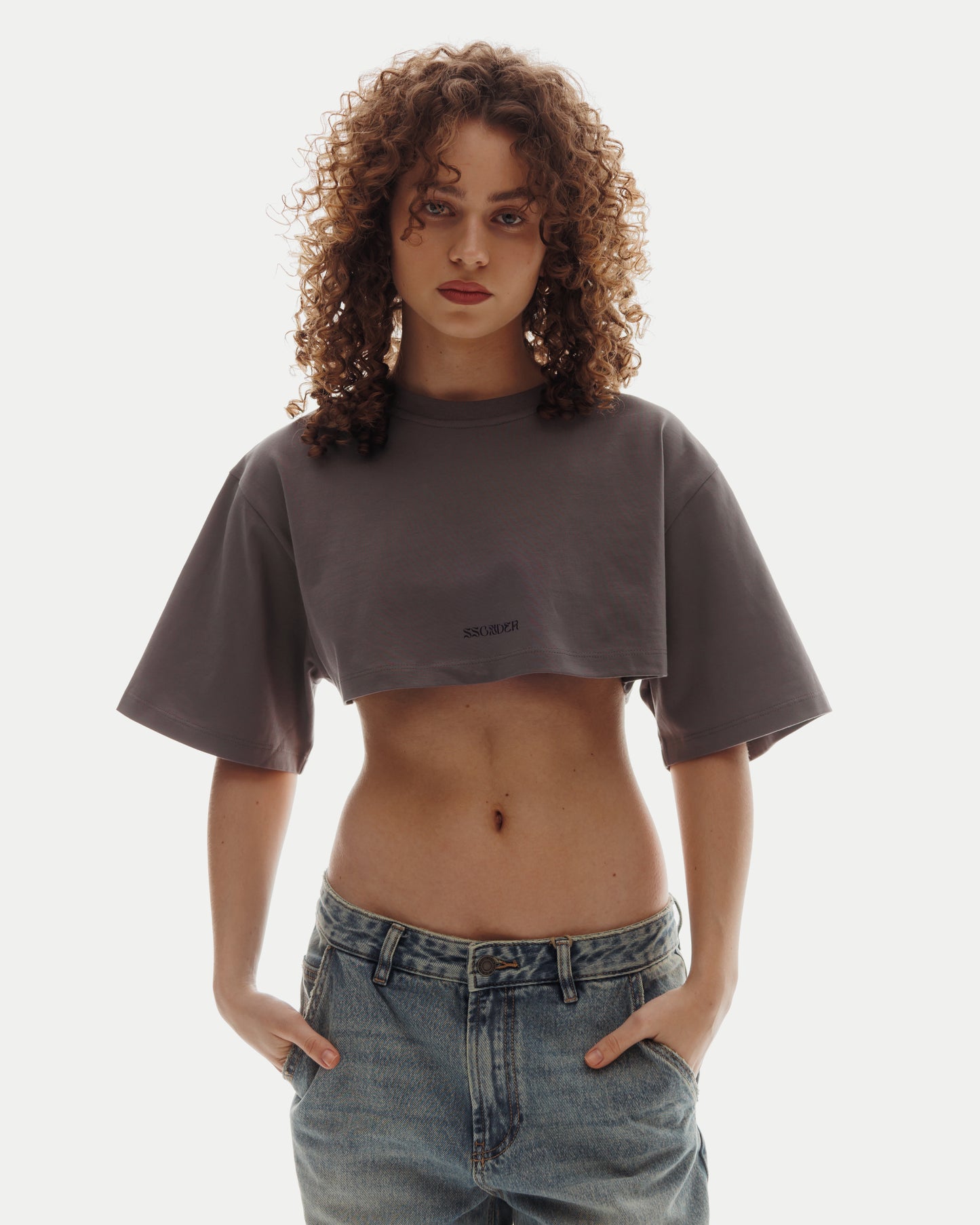 UNIT CROP TOP in Shark Gray