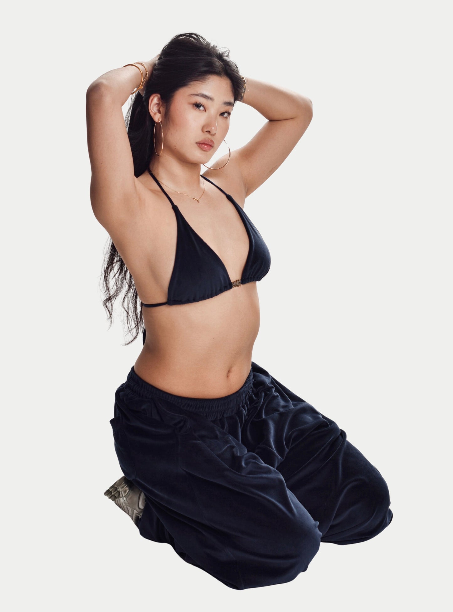VELOUR TOP in Deep Blue
