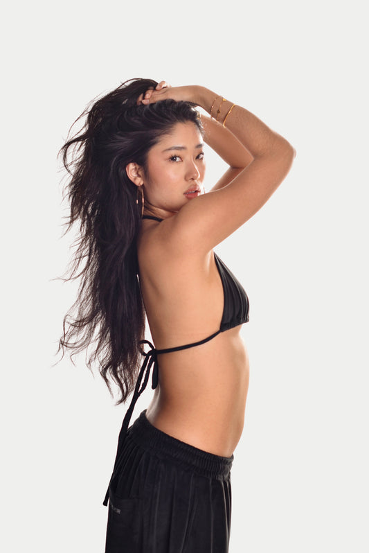 VELOUR TOP in Ink Black