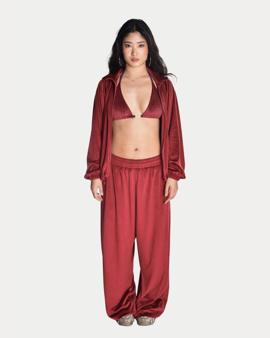 BUNDLE: Velour Set + Velour Top in Cherry Red