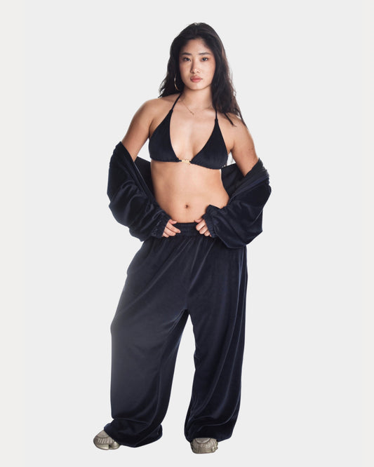BUNDLE: Velour Set + Velour Top in Deep Blue